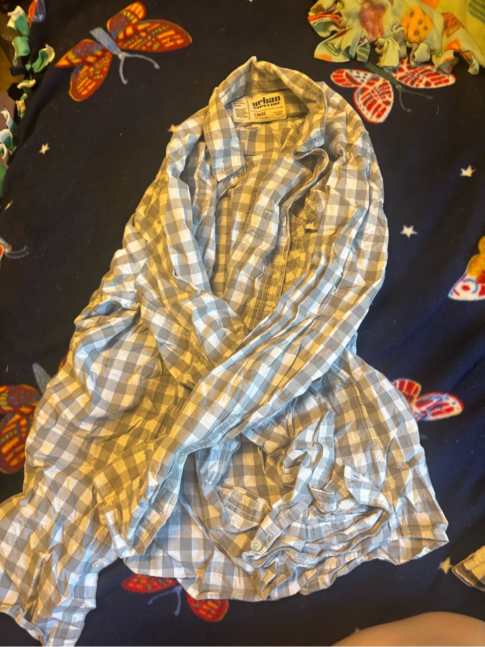 urban pipeline Gray and White Gingham Button-Down Shirt